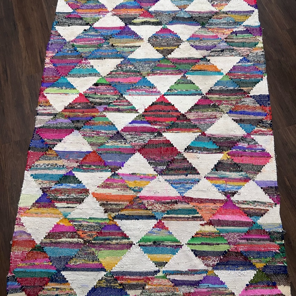 Colorful Geometric Pattern Rag Rug